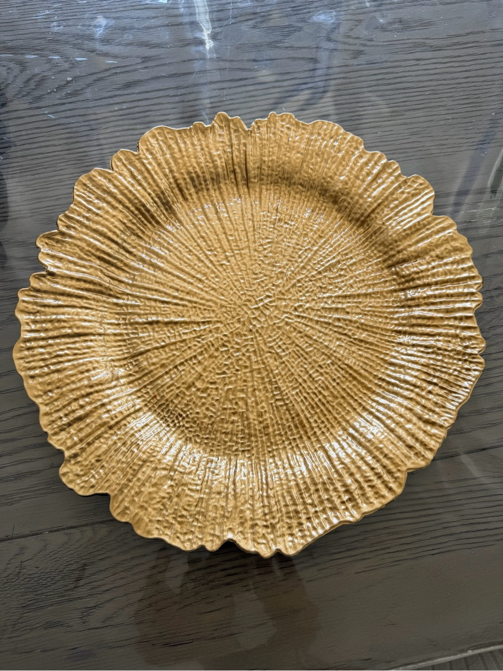 Textured Ruffled Ceramic Serving Chargers - Gold - Picture 3 of 4